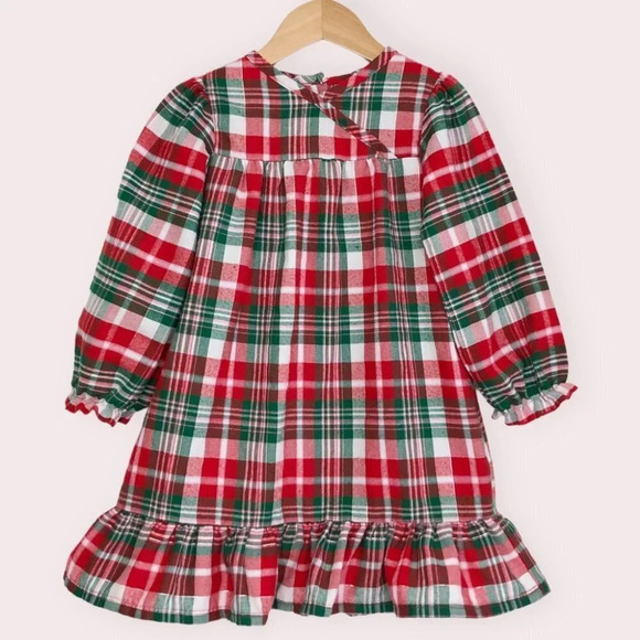 OshKosh Christmas nightgown holiday plaid flannel size 4 years - Picture 1 of 8